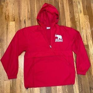 Alabama Champion red wind breaker jacket with a kangaroo pouch and two pockets S